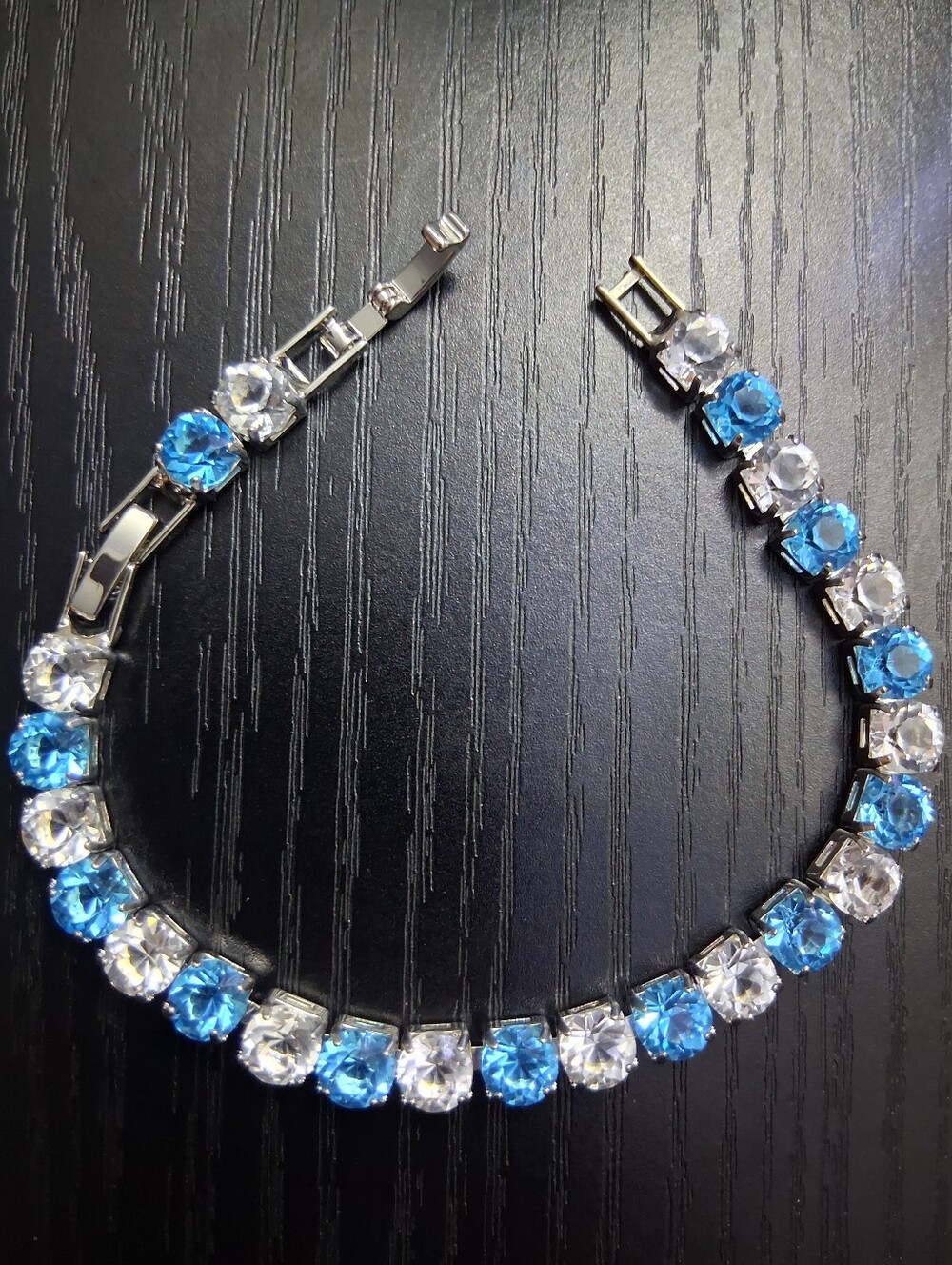 Blue and Clear Cubic Zirconia Silver Tennis Bracelet - Women Jewelry